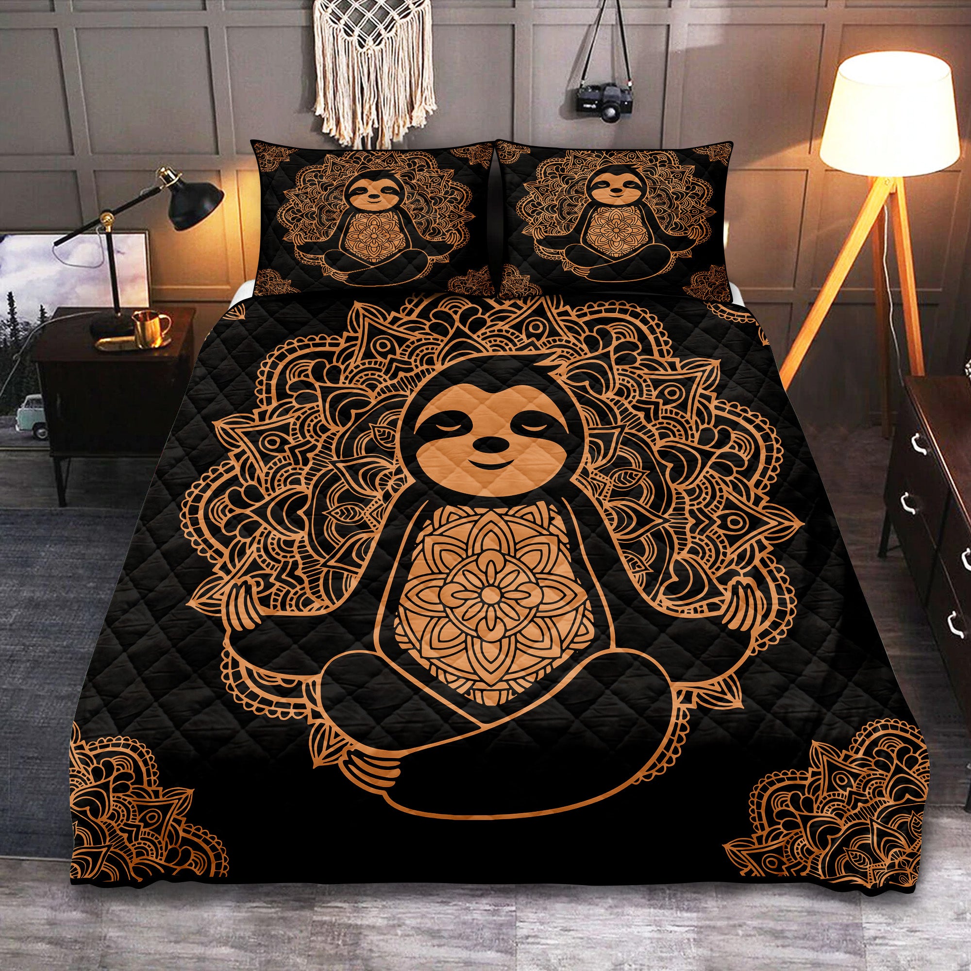 Sloth Mandala Yoga Quilt Bed Sets Nearkii