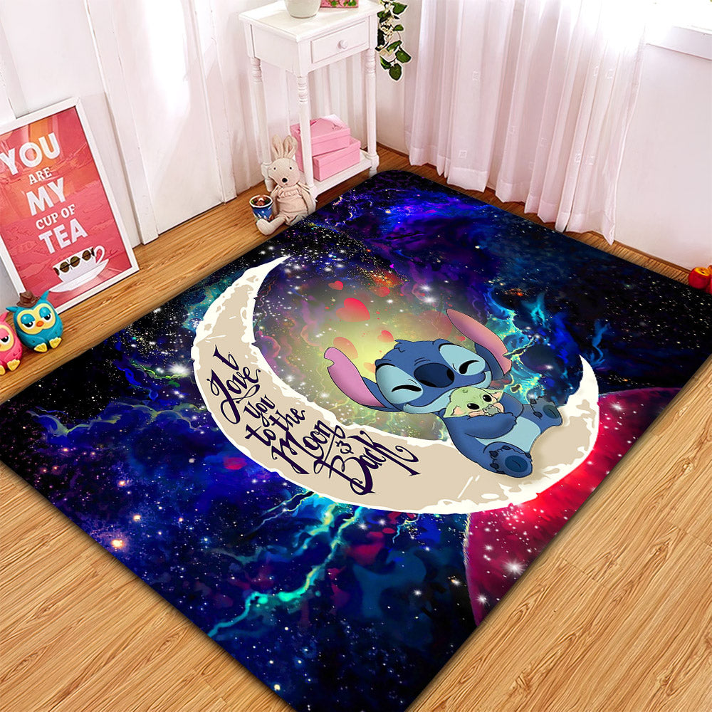 Stitch Hold Baby Yoda Love You To The Moon Galaxy Carpet Rug Home Room Decor Nearkii