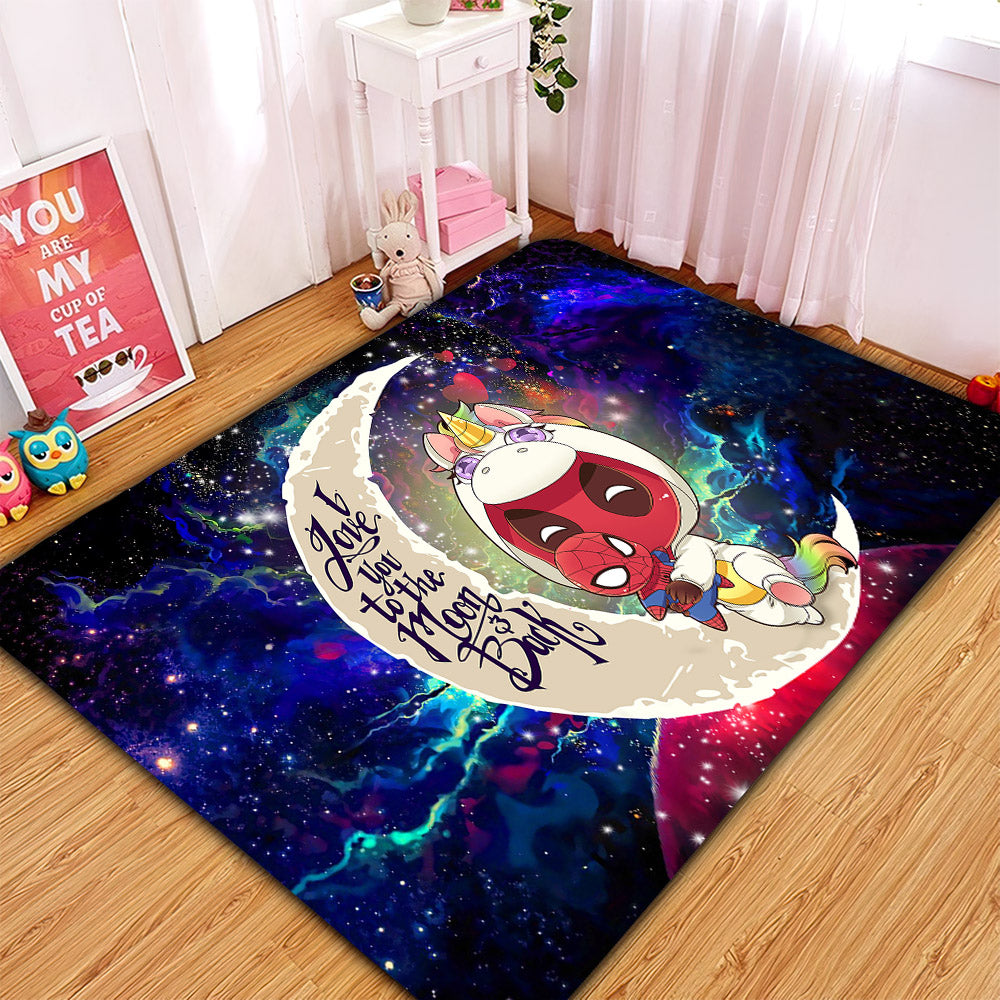 Unicorn Deadpool And Spiderman Avenger Love You To The Moon Galaxy Carpet Rug Home Room Decor Nearkii