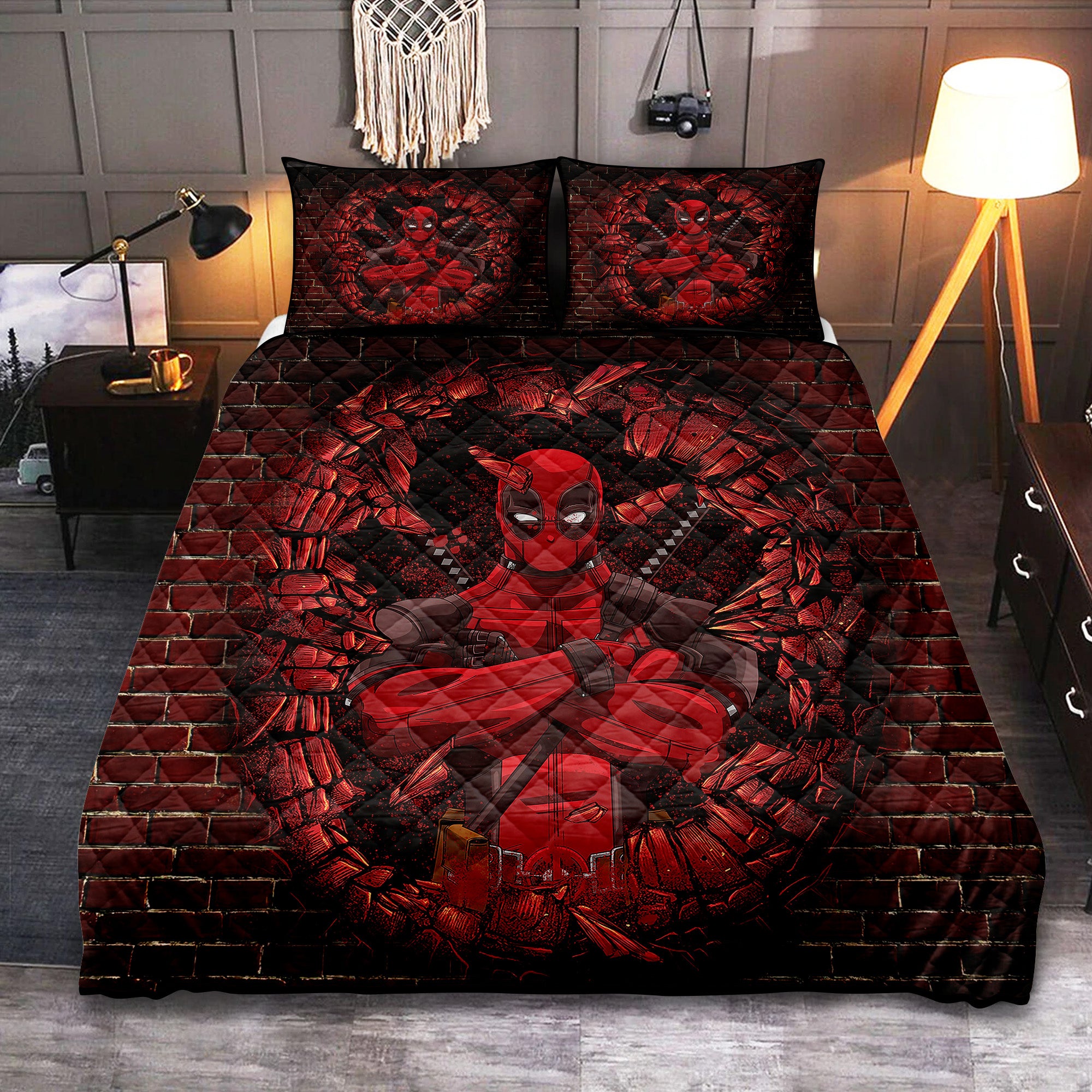 Deadpool Break Wall Style Quilt Bed Sets Nearkii