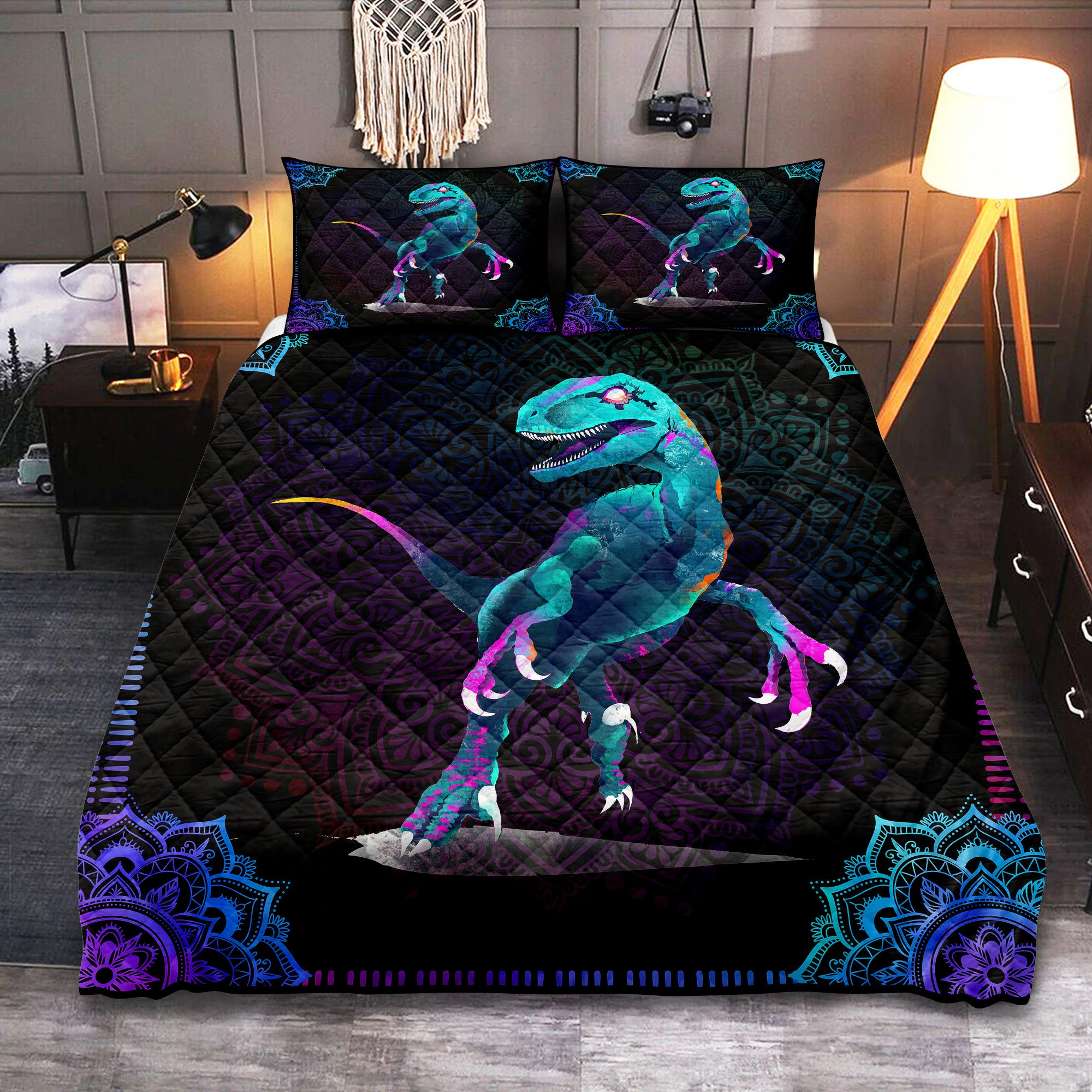 Dinosaur Mandala Quilt Bed Sets Nearkii