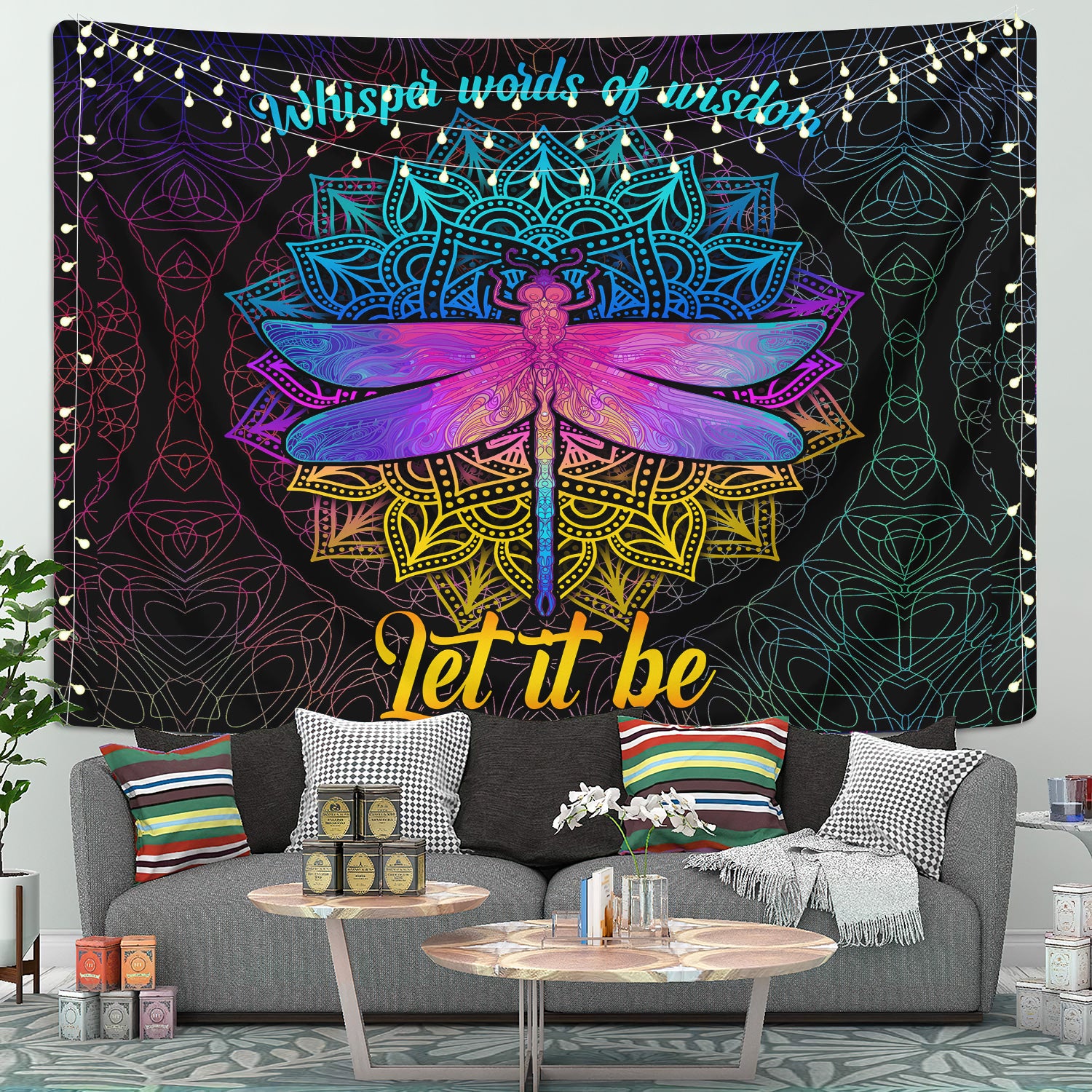 Dragonfly Mandala Let It Be Tapestry Room Decor Nearkii