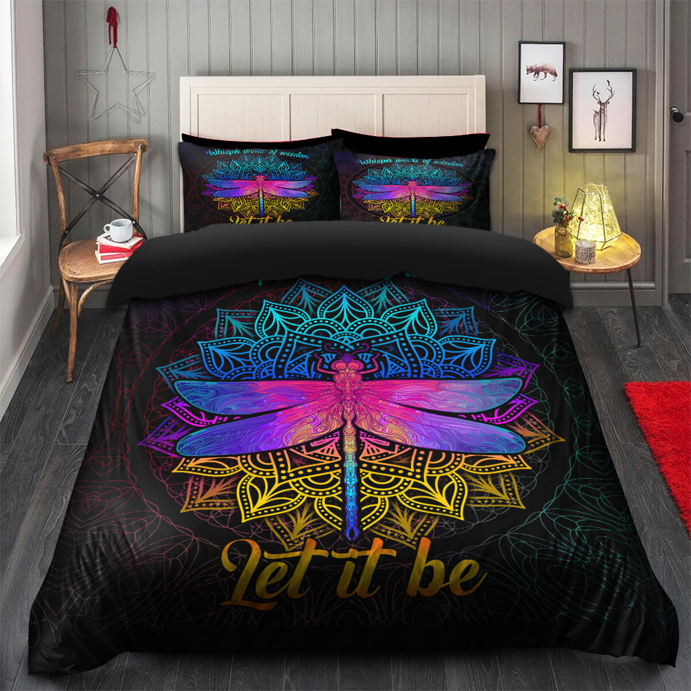 Dragonfly Mandala Let It Be Bedding Set Duvet Cover And 2 Pillowcases Nearkii