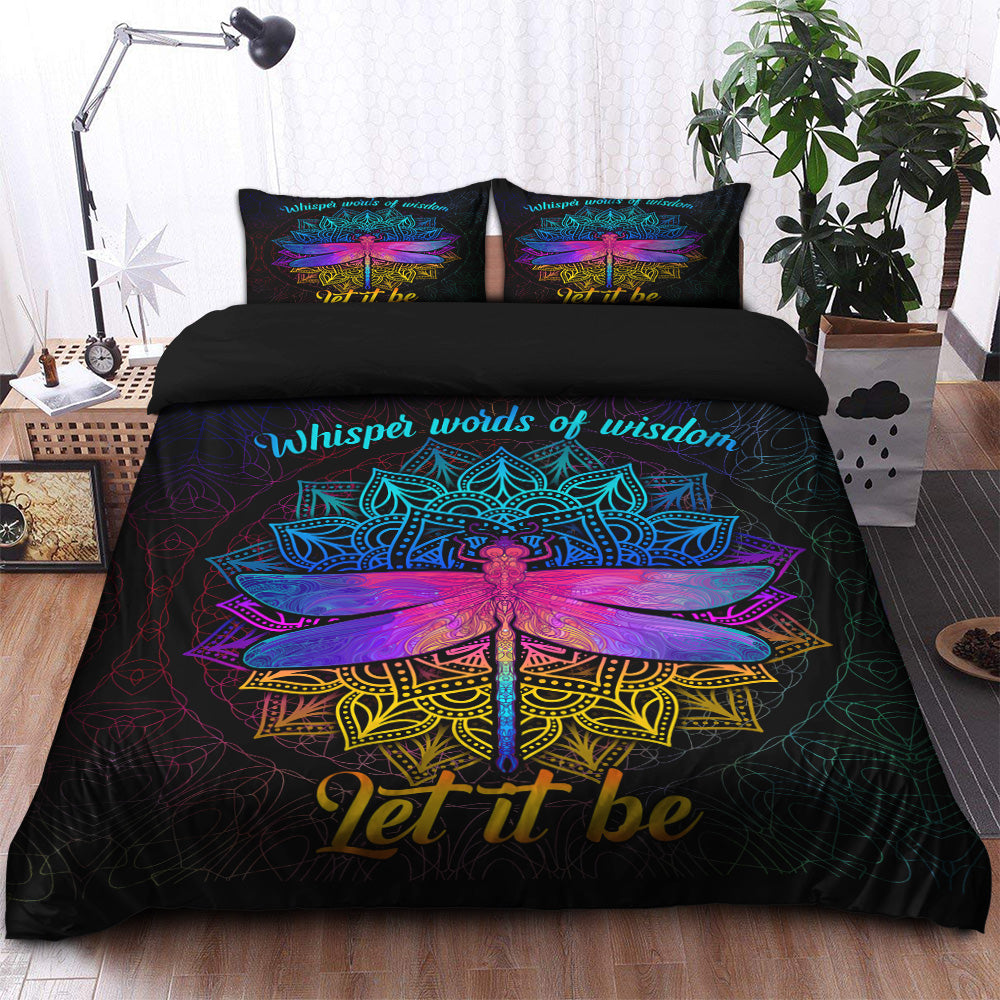 Dragonfly Mandala Let It Be Bedding Set Duvet Cover And 2 Pillowcases Nearkii