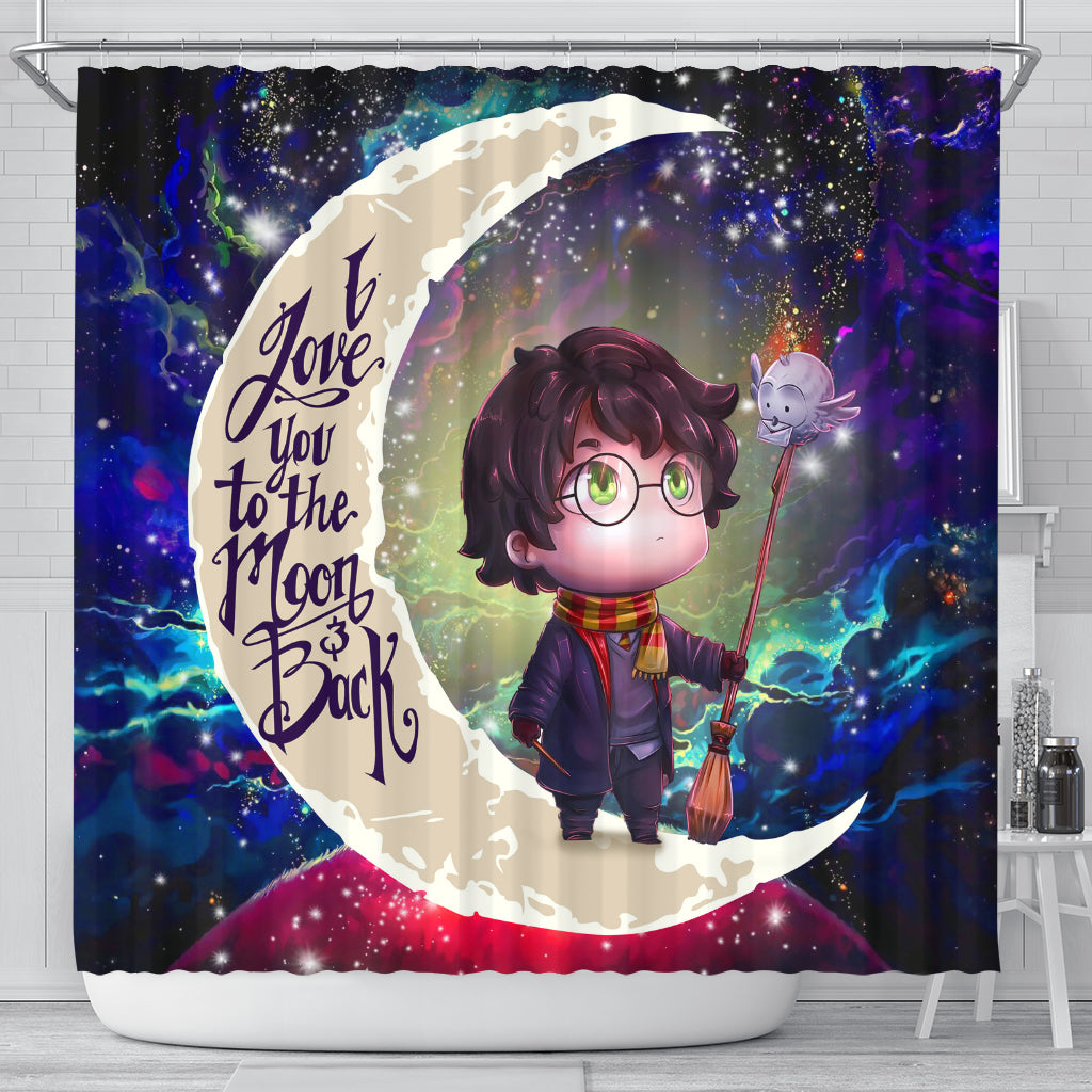 Harry Potter Chibi Love You To The Moon Galaxy Shower Curtain Nearkii