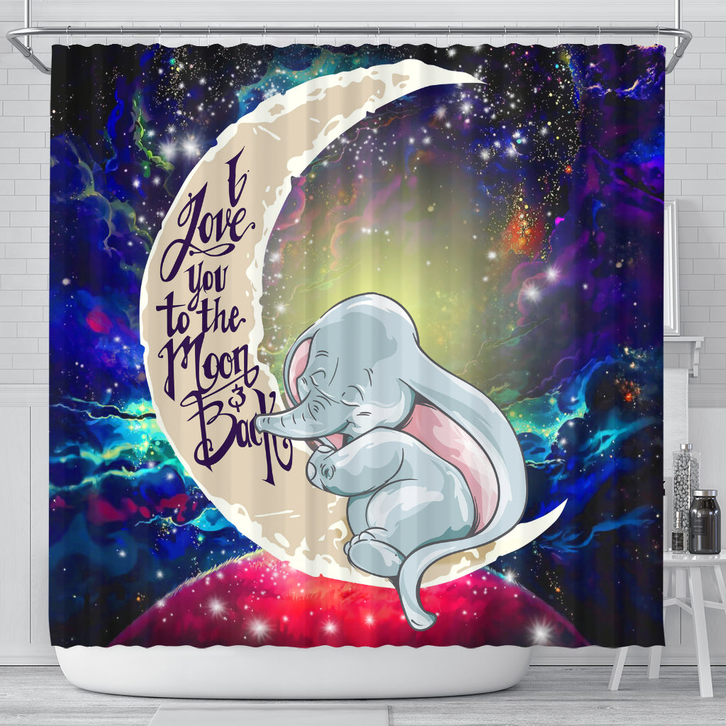 Dumbo Elephant Love You To The Moon Galaxy Shower Curtain Nearkii