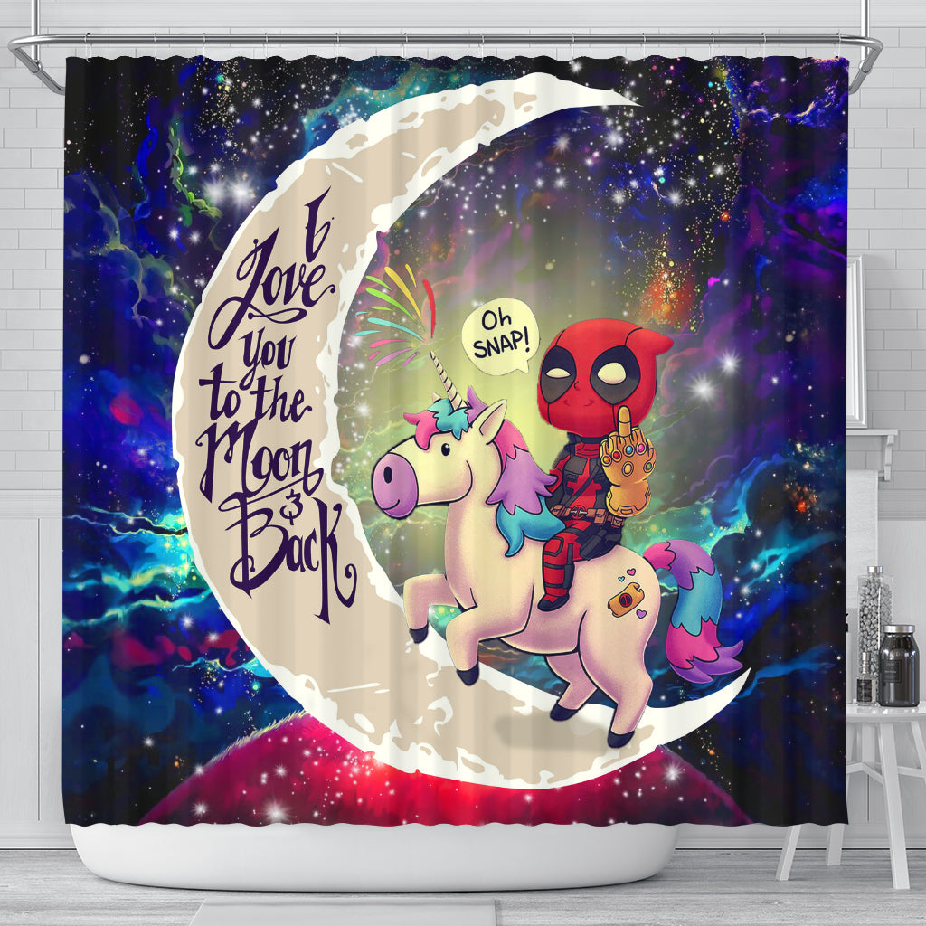 Deadpool Unicorn Love You To The Moon Galaxy Shower Curtain Nearkii