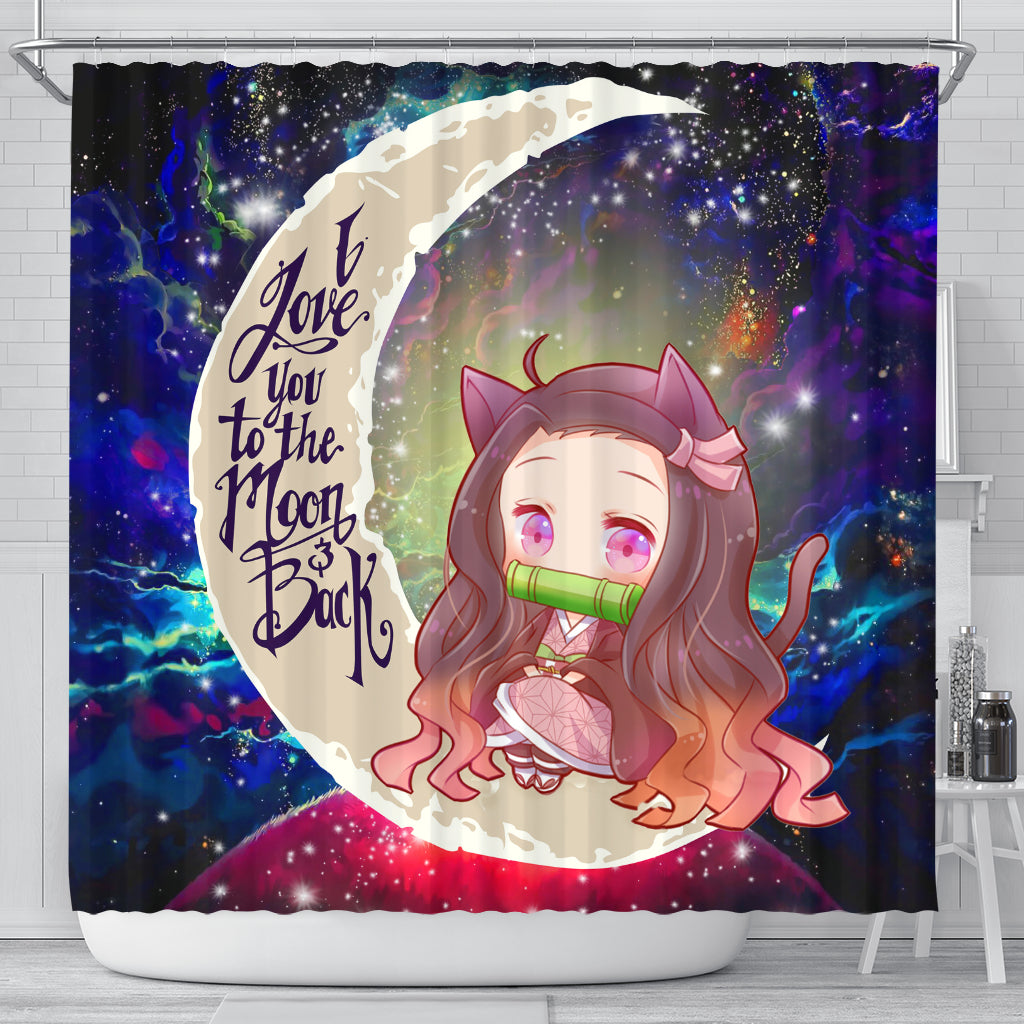 Nezuko Demon Slayer Love You To The Moon Galaxy Shower Curtain Nearkii