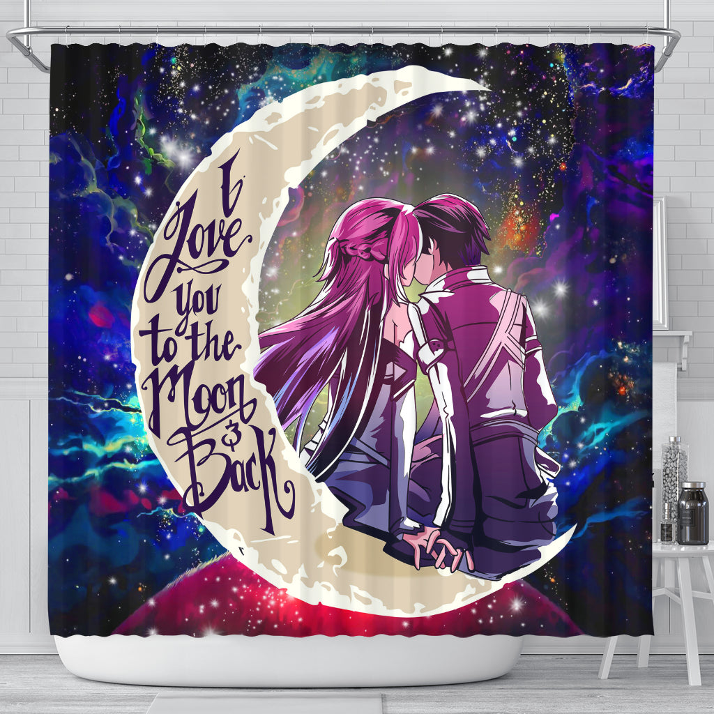 Sao Sword Art Online Asuna Kirito Love You To The Moon Galaxy Shower Curtain Nearkii