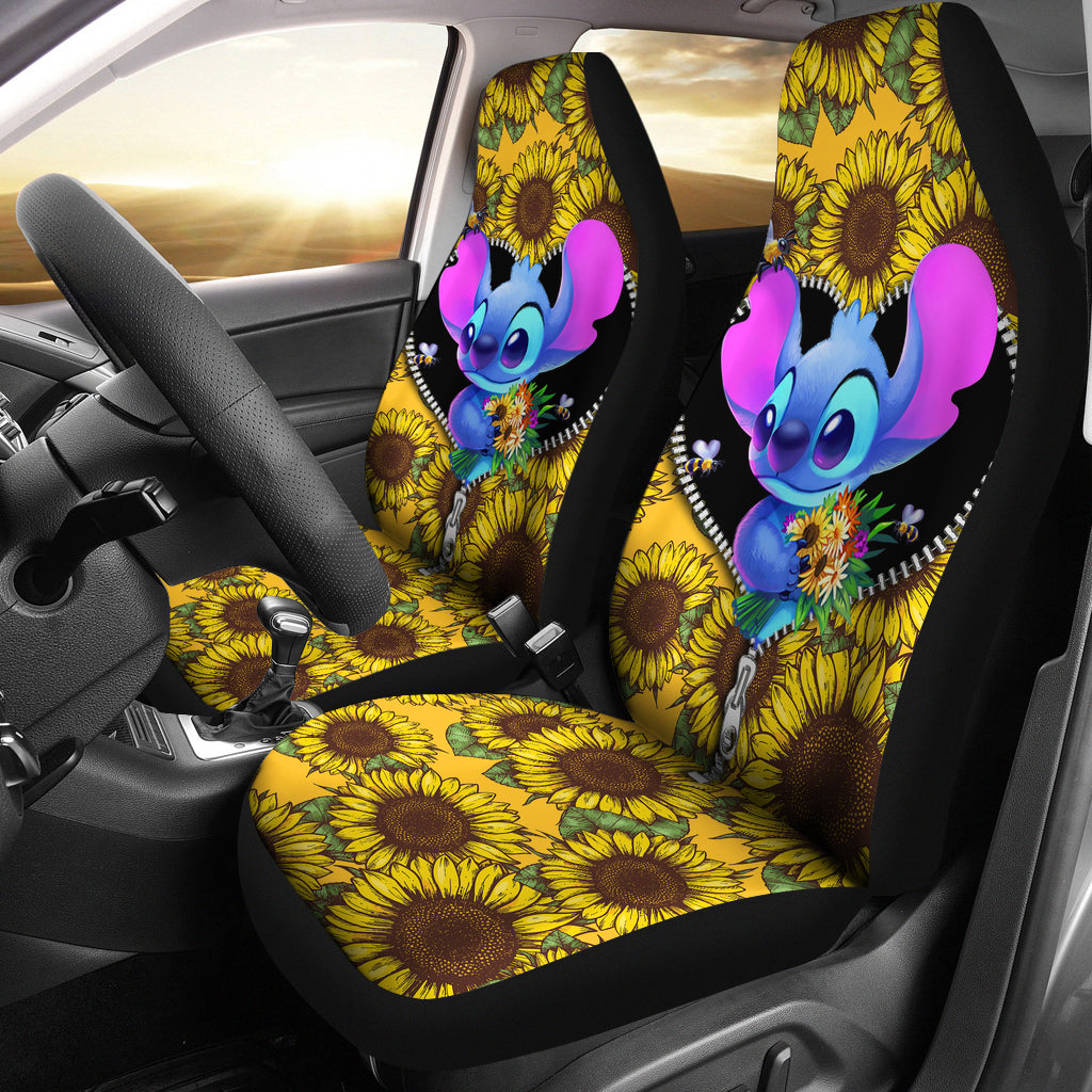 Stitch Sunflower Zipper Car Seat Cover Nearkii
