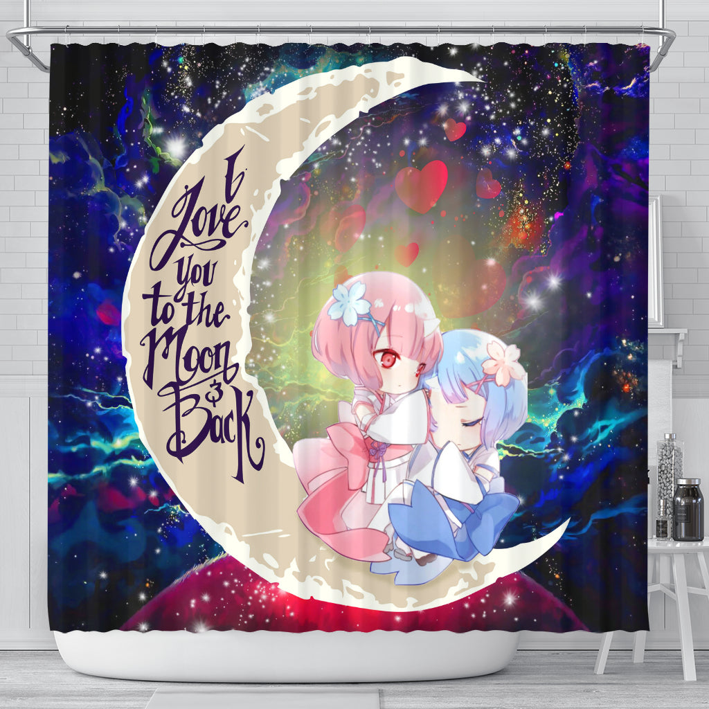 Ram And Rem Rezero Love You To The Moon Galaxy Shower Curtain Nearkii
