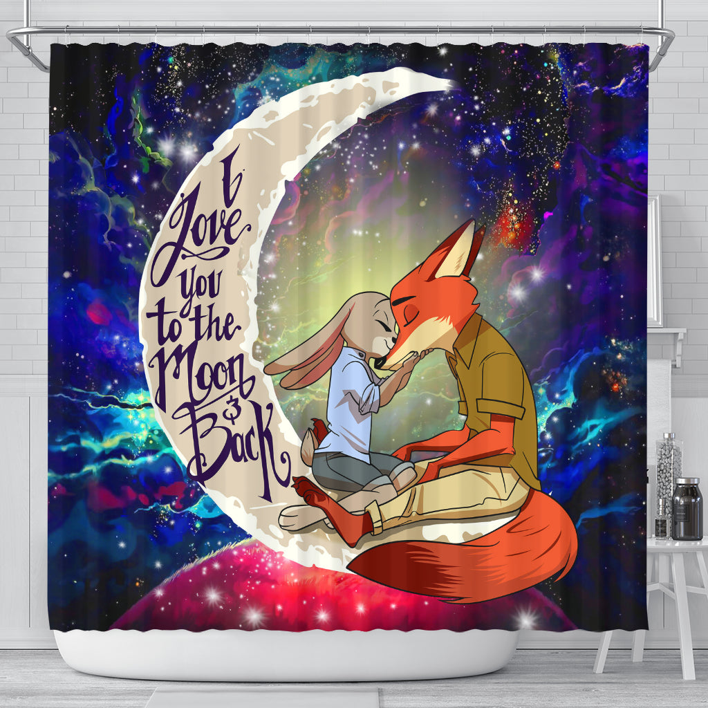 Fox Moon Love You To The Moon Galaxy Shower Curtain Nearkii