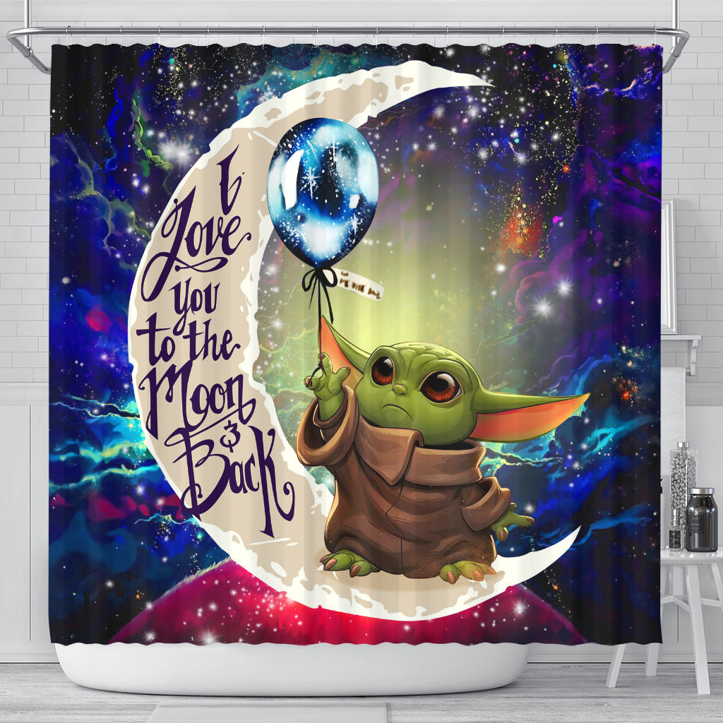 Baby Yoda Love You To The Moon Galaxy Shower Curtain Nearkii