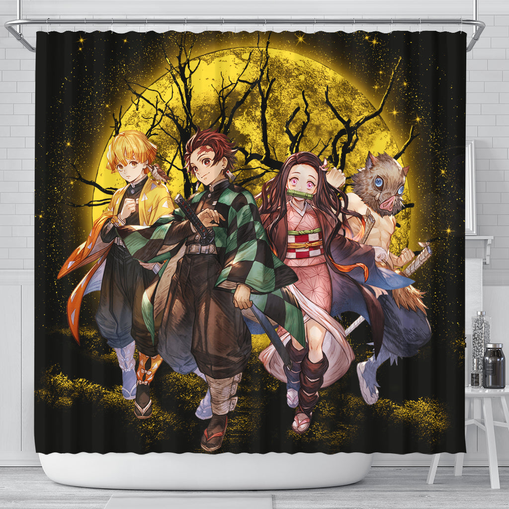 Demonslayer Team Moonlight Yellow Anime Shower Curtain Nearkii