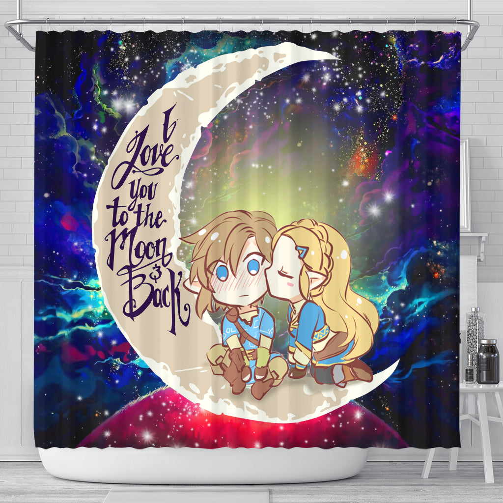 Legend Of Zelda Couple Chibi Couple Love You To The Moon Galaxy Shower Curtain Nearkii