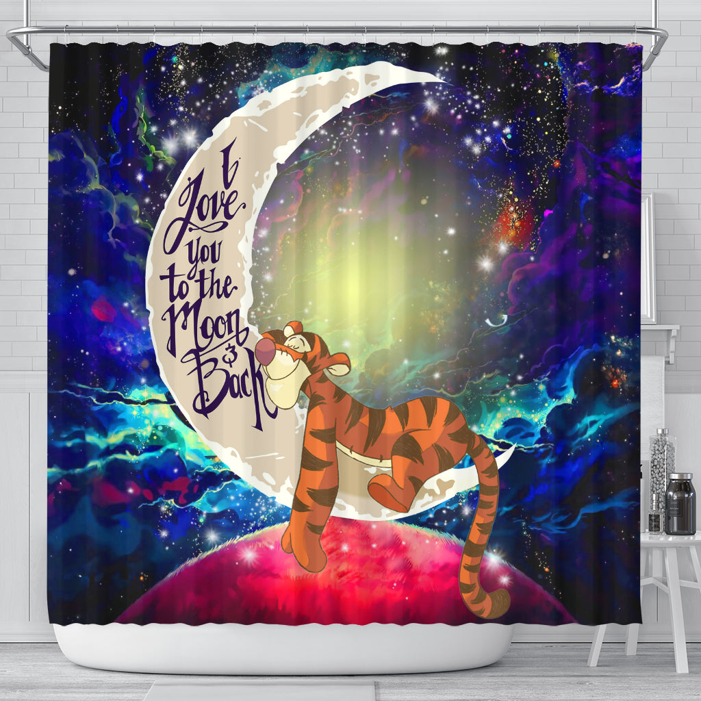 Tiger Winnie The Pooh Love You To The Moon Galaxy Shower Curtain Nearkii