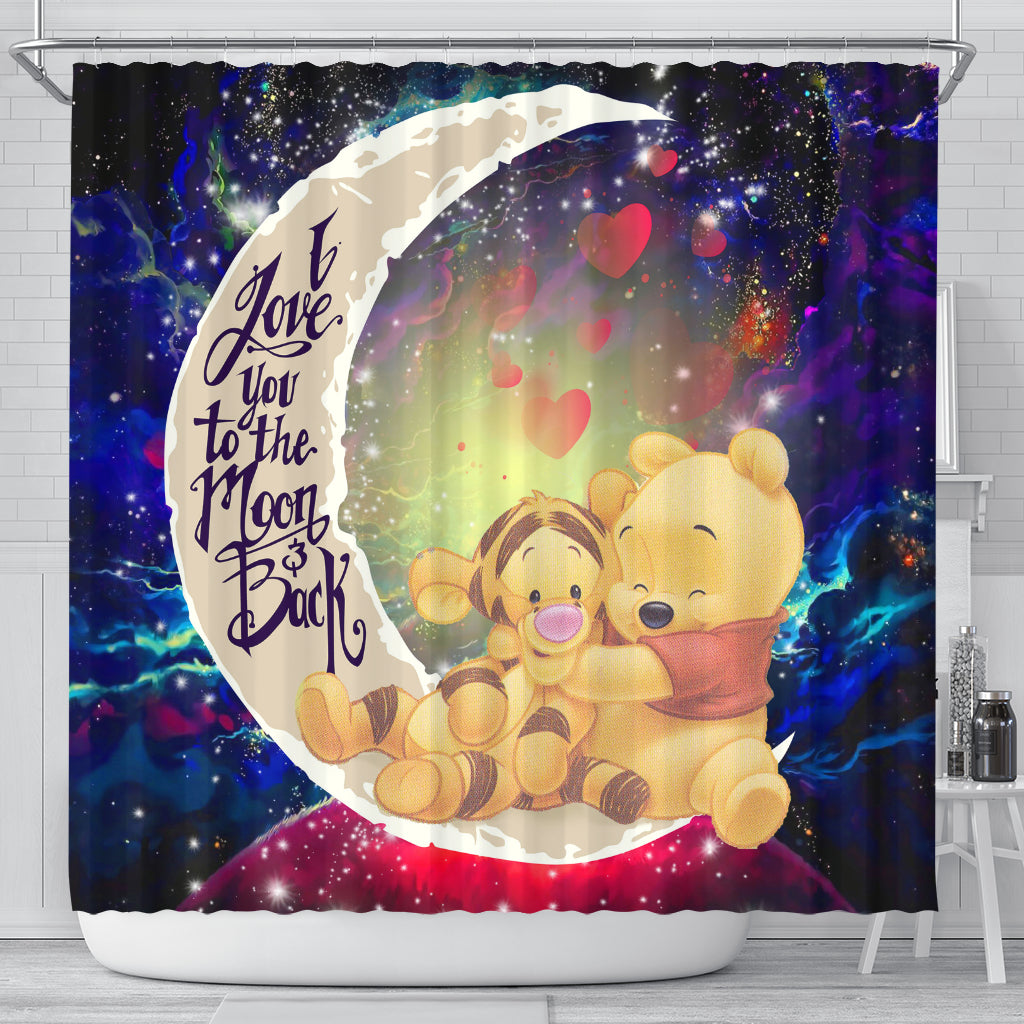 Winnie The Pooh Love You To The Moon Galaxy Shower Curtain Nearkii