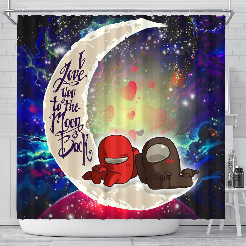 Among Us Couple Love You To The Moon Galaxy Shower Curtain Nearkii