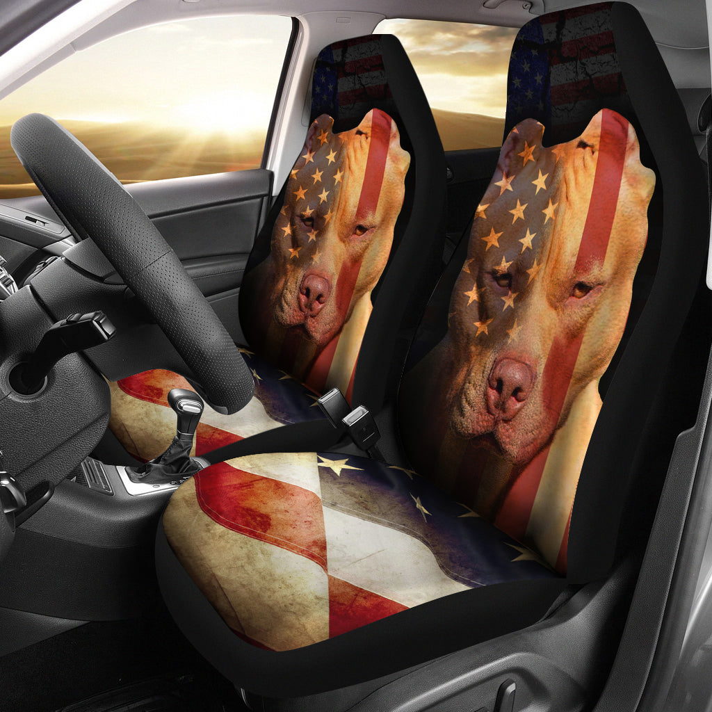 Pitbull American Flag Premium Custom Car Seat Covers Decor Protector Nearkii