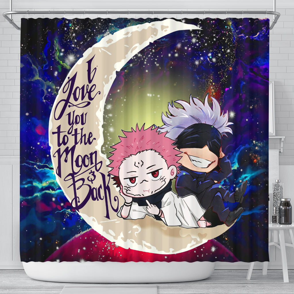 Jujutsu Kaisen Gojo Sakuna Chibi Anime Love You To The Moon Galaxy Shower Curtain Nearkii