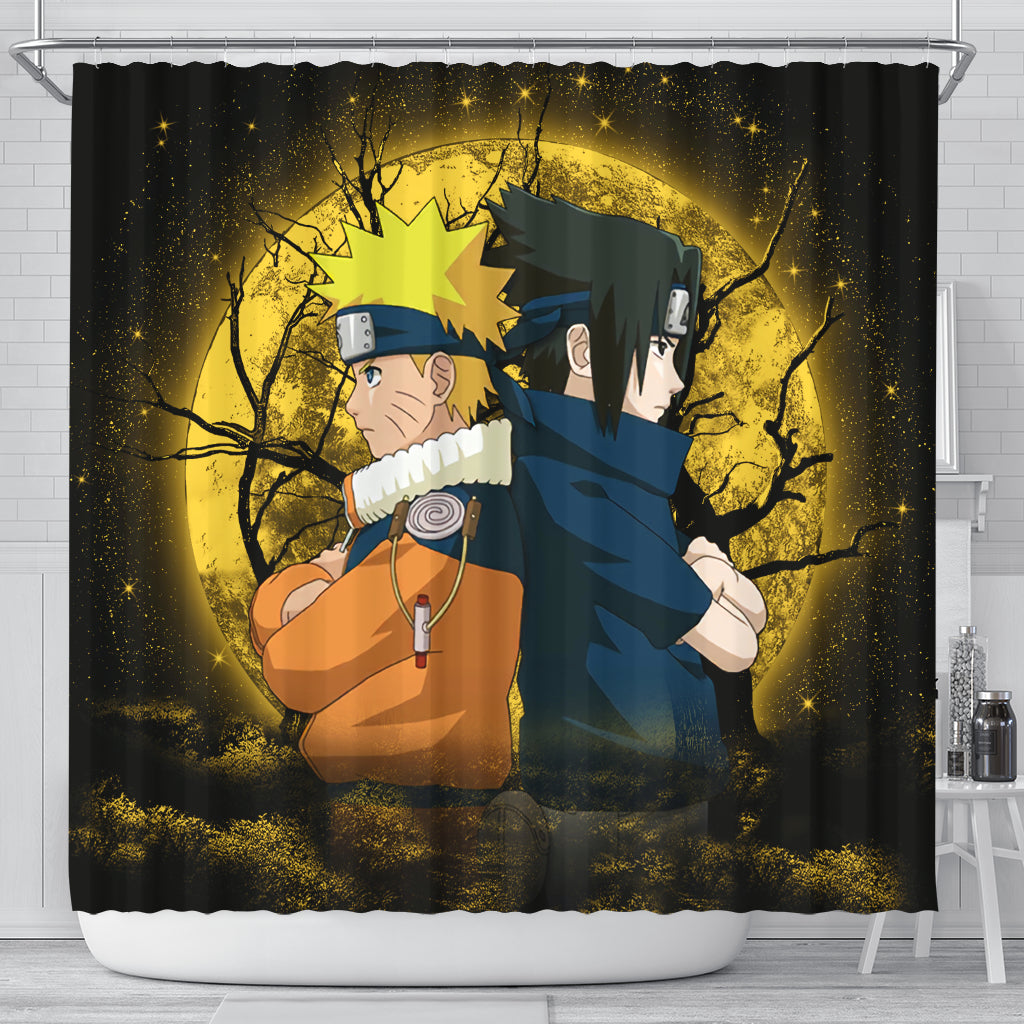 Naruto Sasuke Anime Moonlight Shower Curtain Nearkii