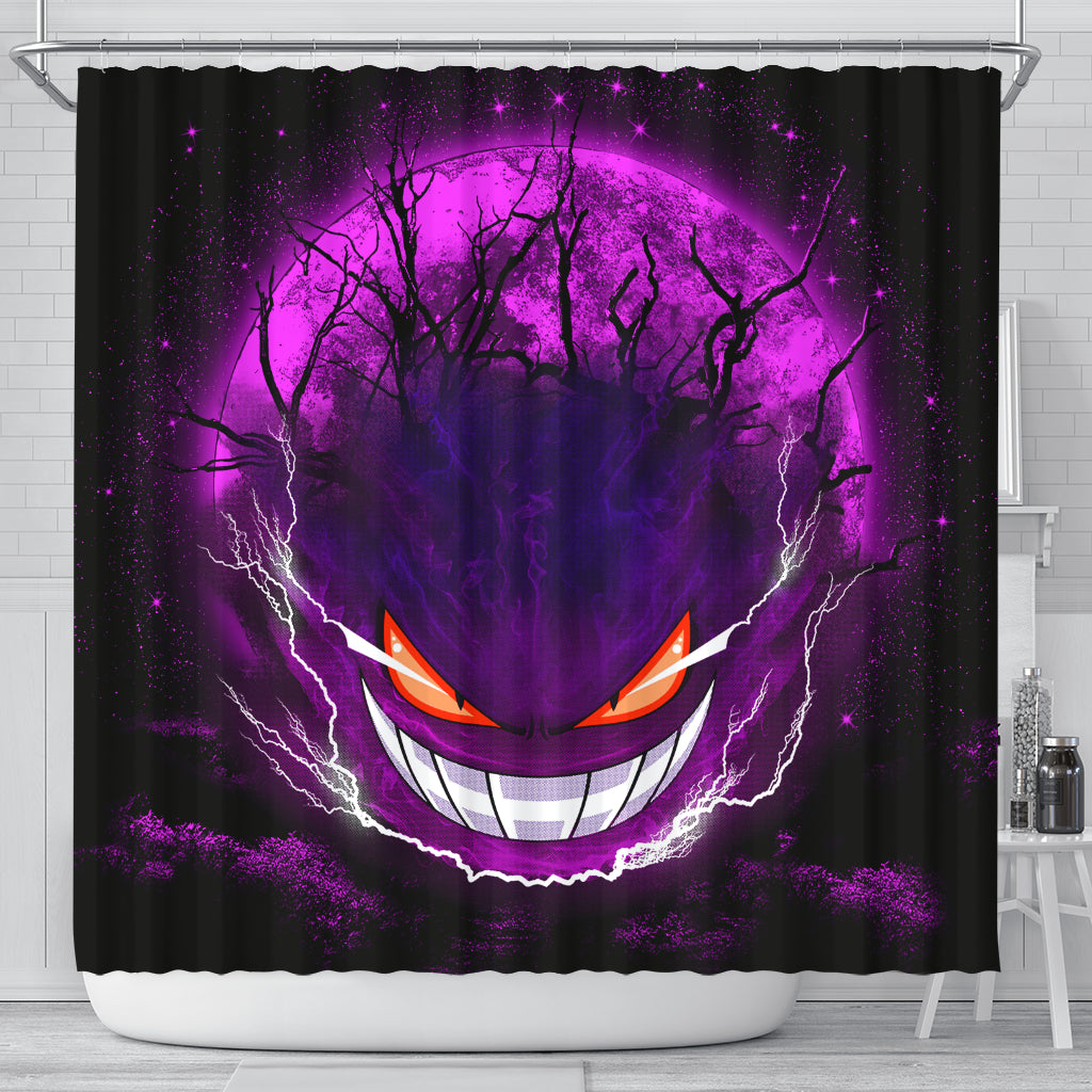 Gengar Pokemon Ghost Scary Moonlight Shower Curtain Nearkii