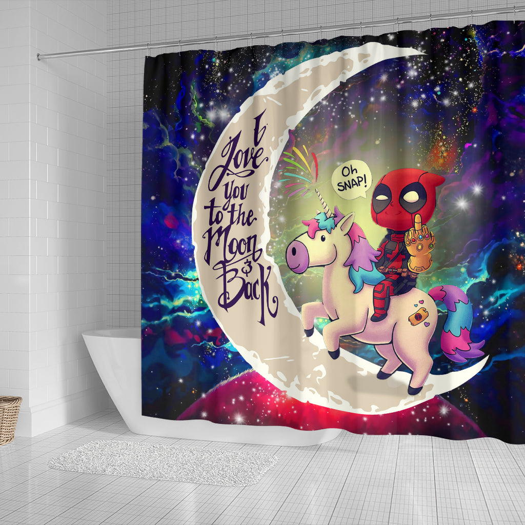 Deadpool Unicorn Love You To The Moon Galaxy Shower Curtain Nearkii
