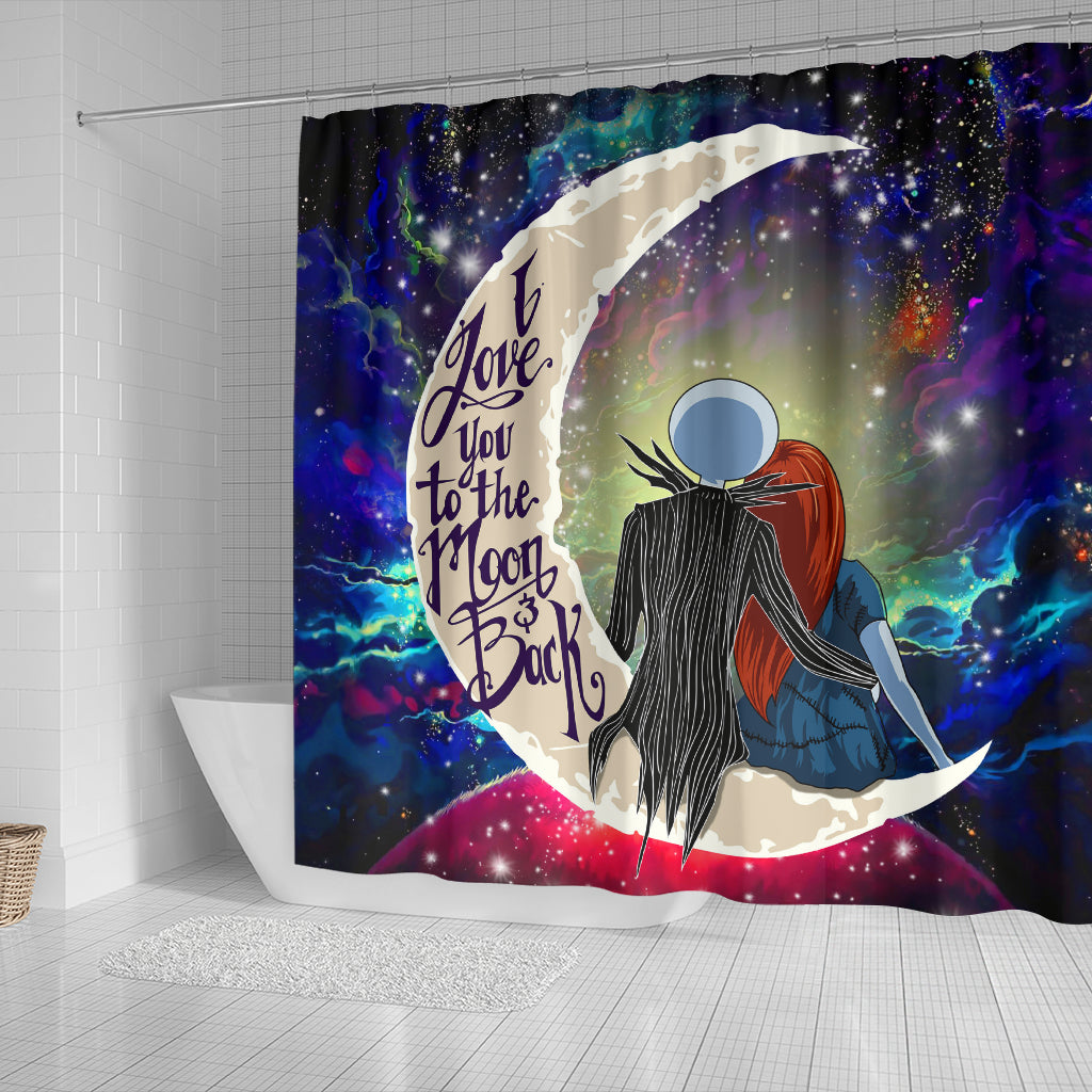 Jack And Sally Nightmare Before Christmas Love You To The Moon Galaxy Shower Curtain Nearkii