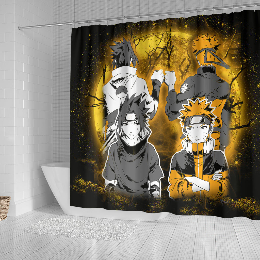 Naruto Sasuke Friends Anime Moonlight Shower Curtain Nearkii