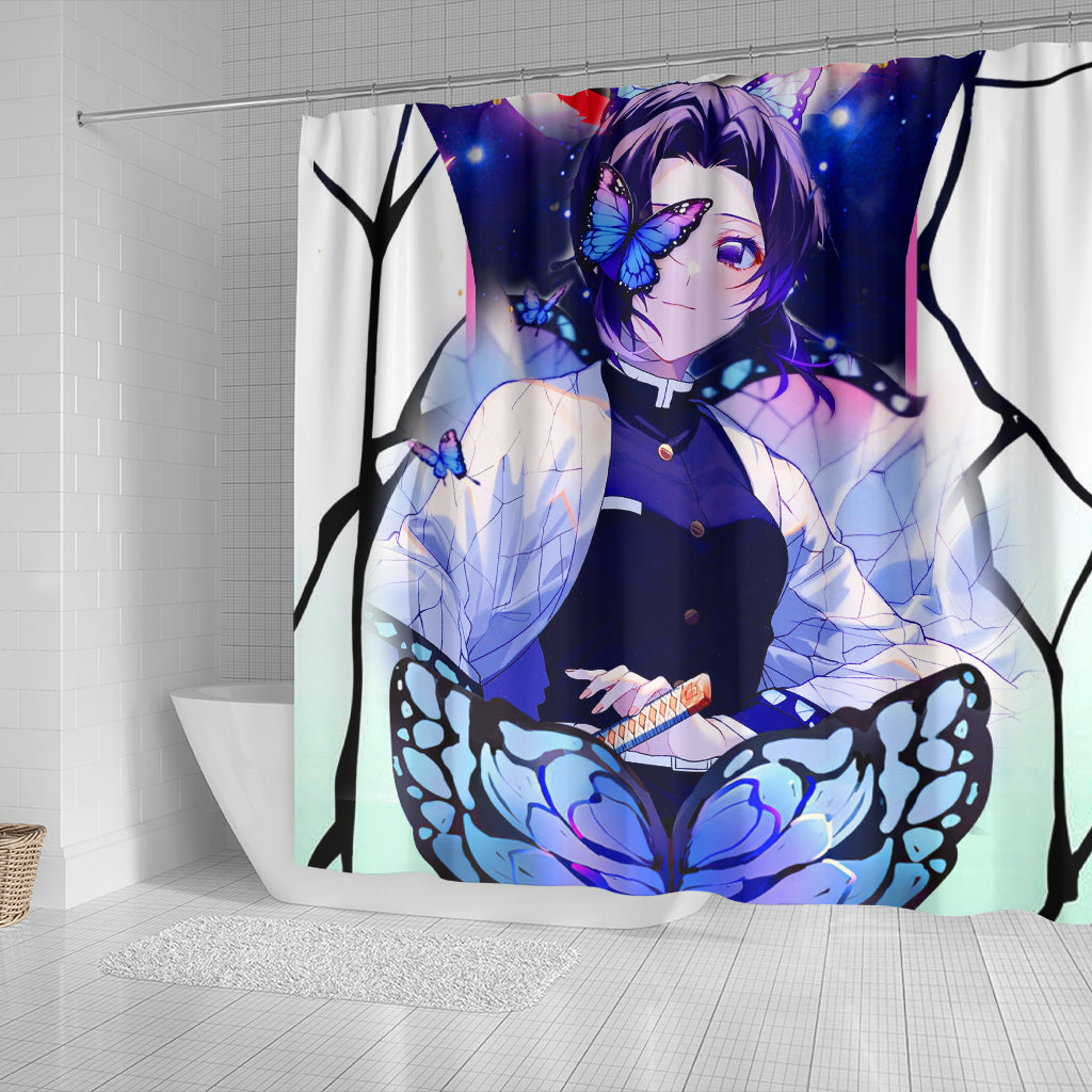 Shinobu Sky Demon Slayer Butterfly Shower Curtain Nearkii