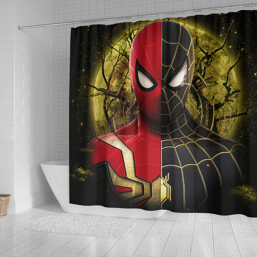 Spiderman Black Suit No Way Home Moonlight Shower Curtain Nearkii