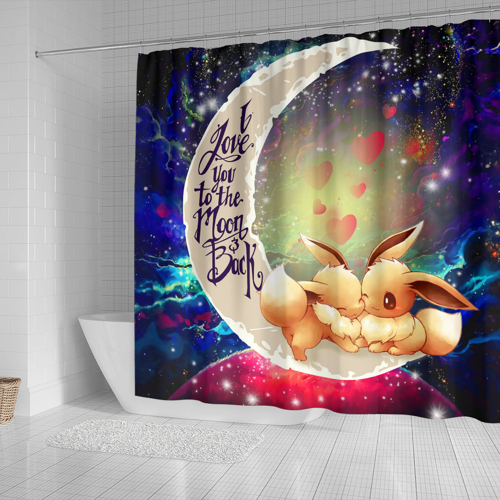 Cute Eevee Pokemon Couple Love You To The Moon Galaxy Shower Curtain Nearkii