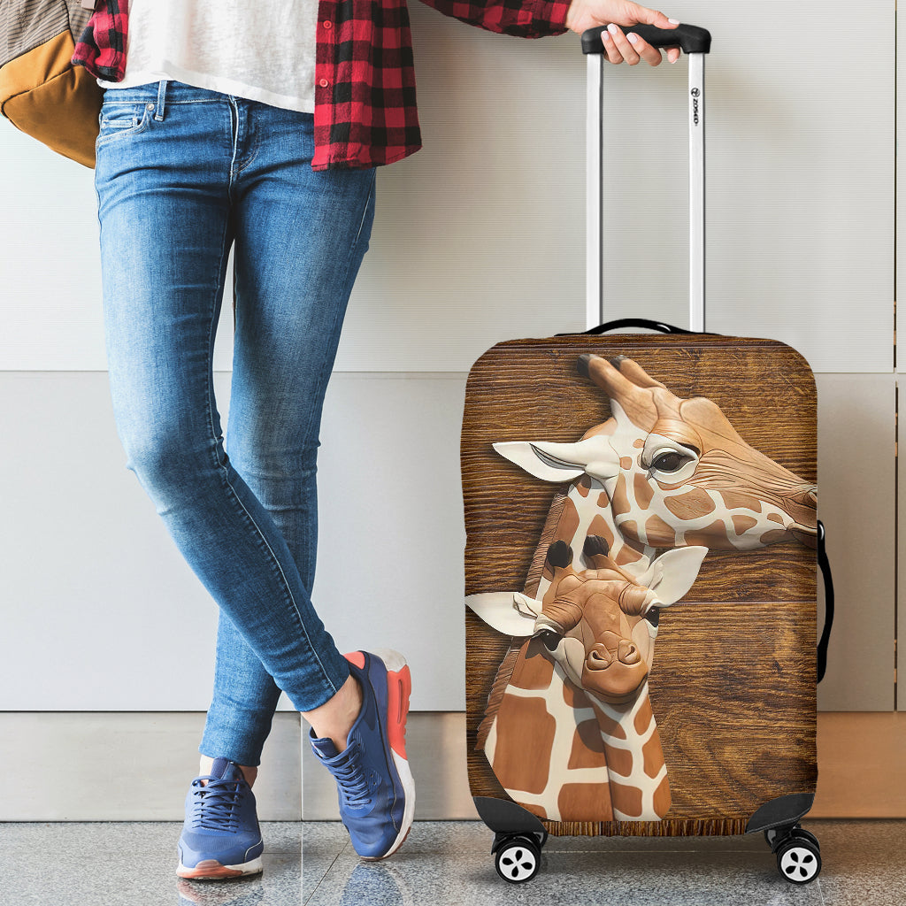 Giraffe Wooden 3D Luggage Cover Suitcase Protector Nearkii