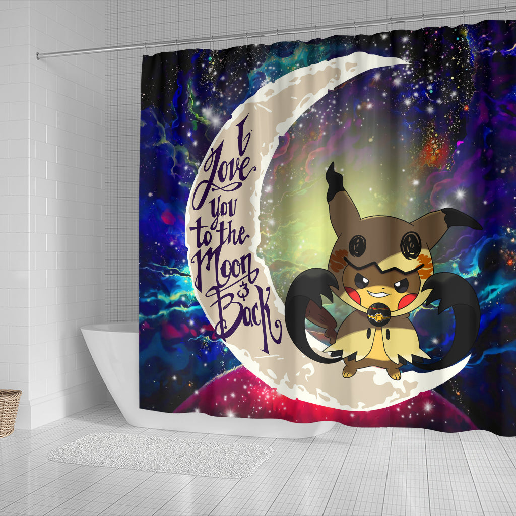 Pikachu Mimikyu Love You To The Moon Galaxy Shower Curtain Nearkii