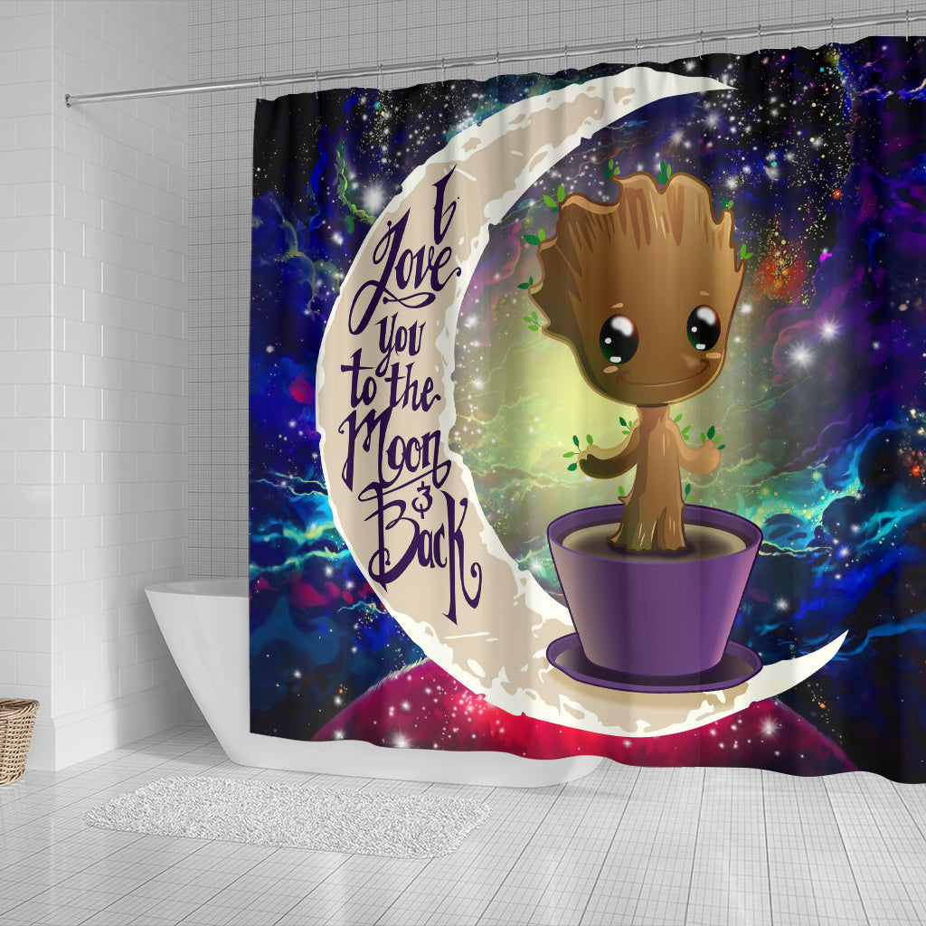 Baby Groot Love You To The Moon Galaxy Shower Curtain Nearkii