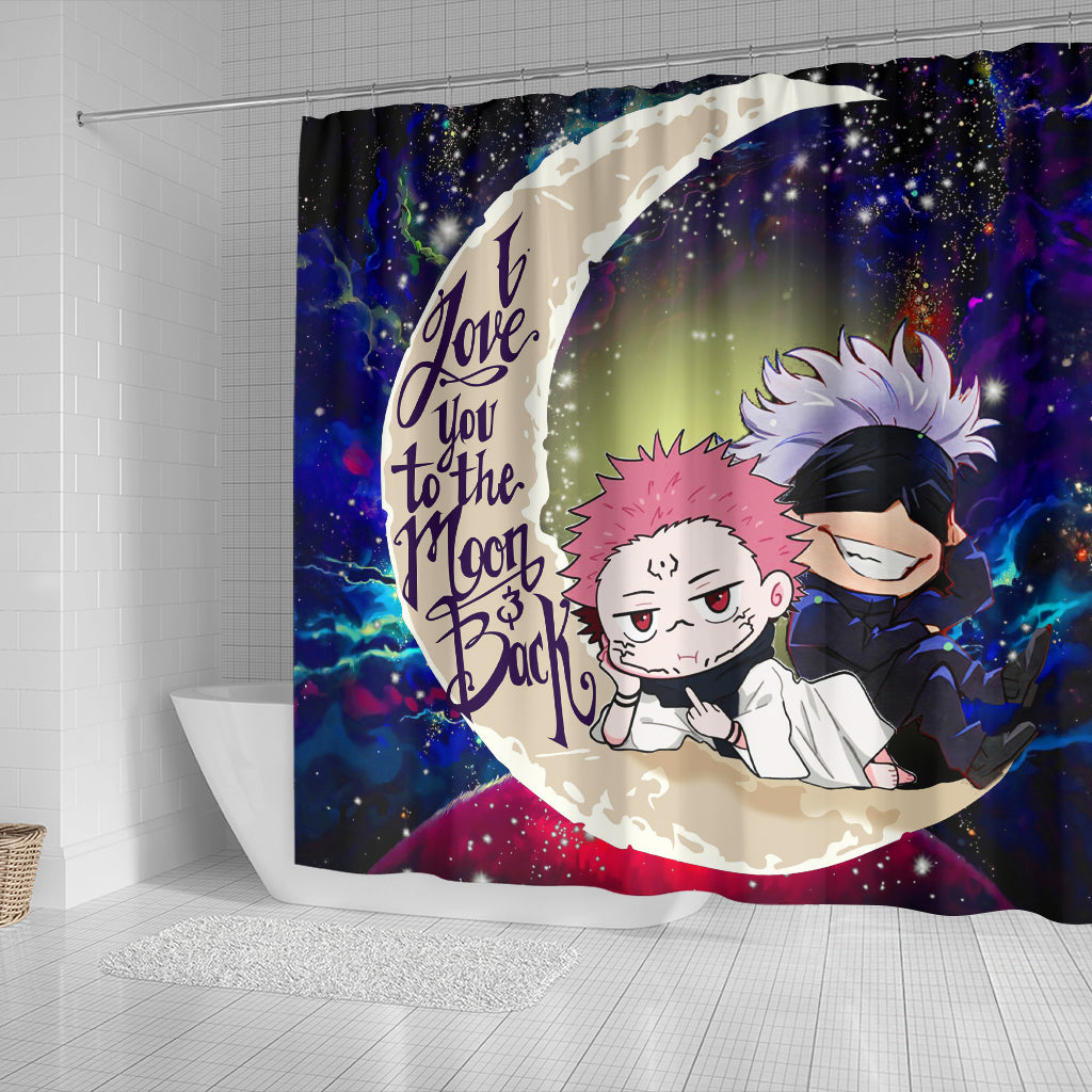 Jujutsu Kaisen Gojo Sakuna Chibi Anime Love You To The Moon Galaxy Shower Curtain Nearkii