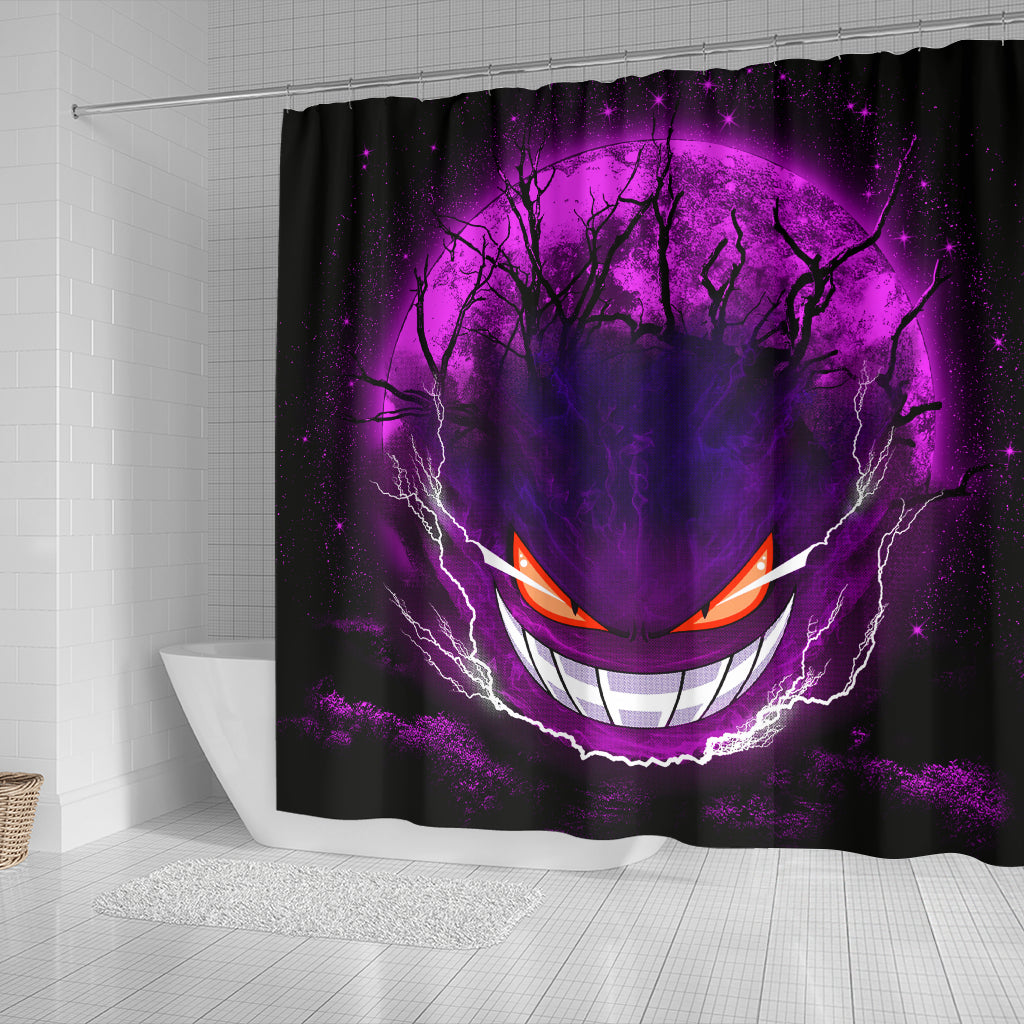 Gengar Pokemon Ghost Scary Moonlight Shower Curtain Nearkii