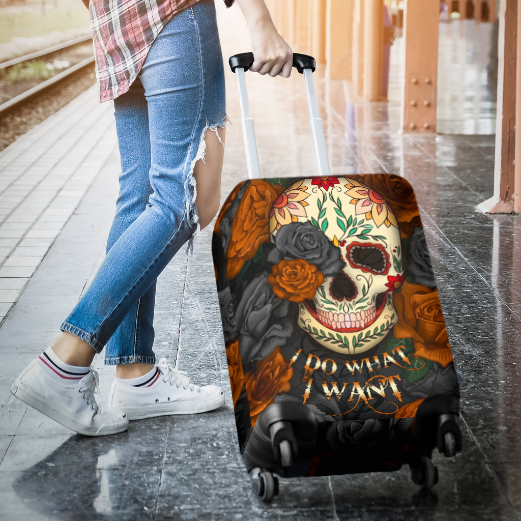 I Do What I Want Skull Luggage Cover Suitcase Protector Nearkii