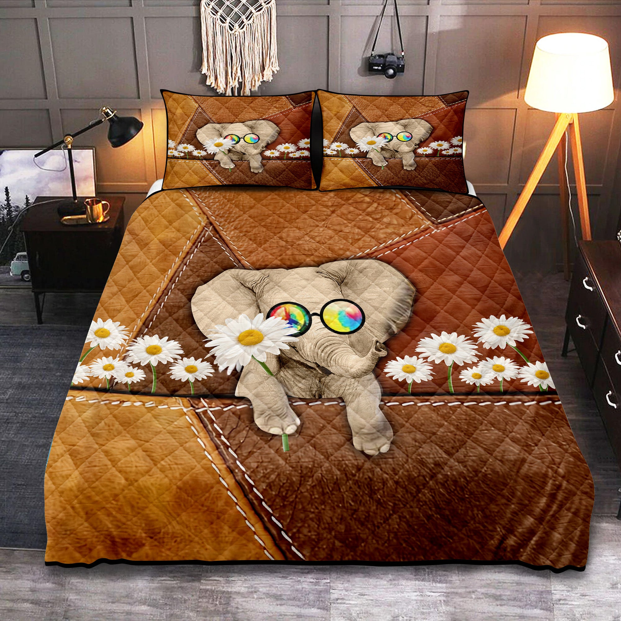Funny Cute Hippie Baby Elephant Quilt Bed Sets Nearkii
