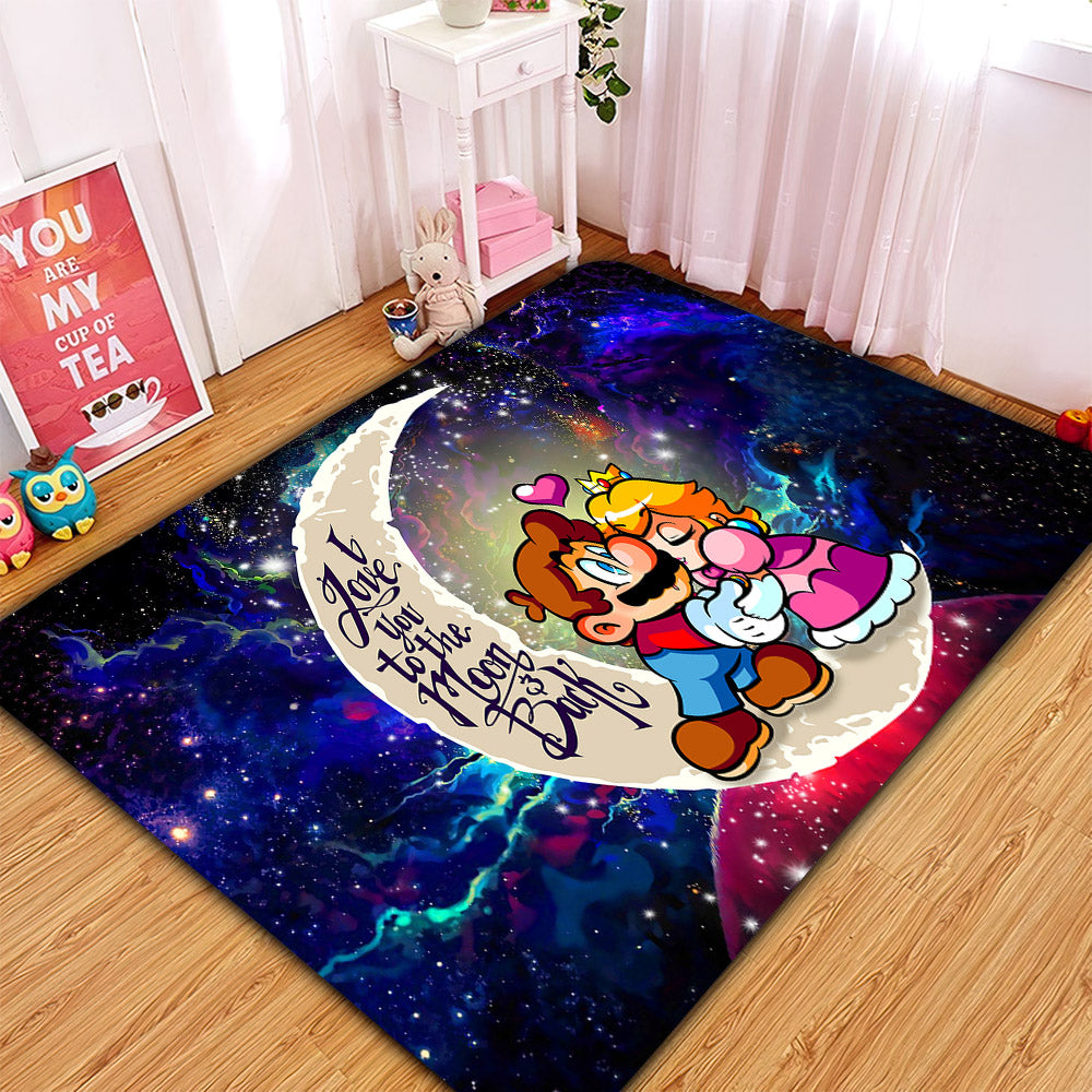 Mario Couple Love You To The Moon Galaxy Carpet Rug Home Room Decor Nearkii