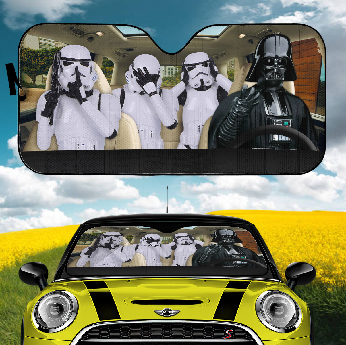 Funny Darth Vader And Starship Troopers Driving Car Auto Sunshades Nearkii