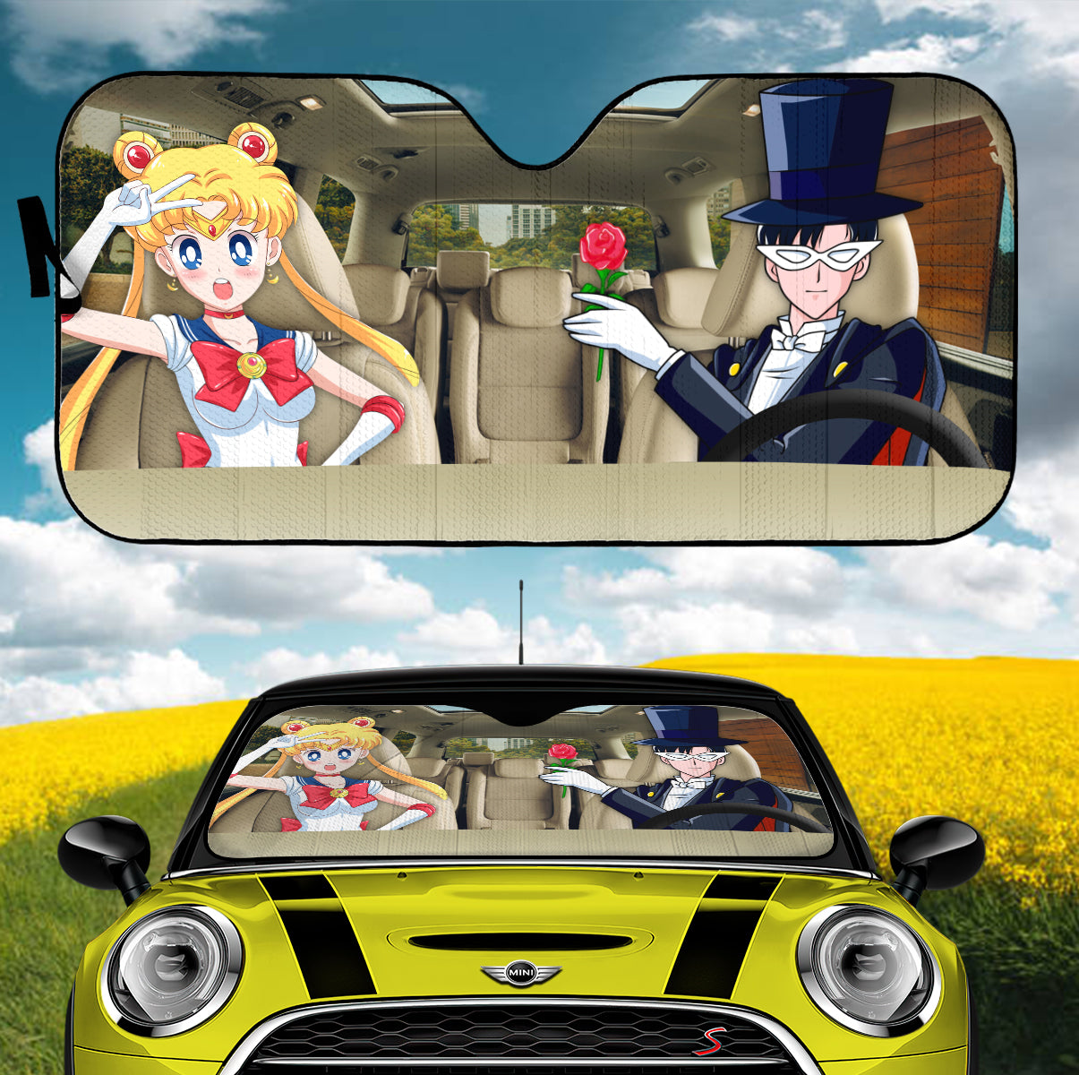 Tuxedo Mask And Sailor Moon Car Auto Sunshades Nearkii