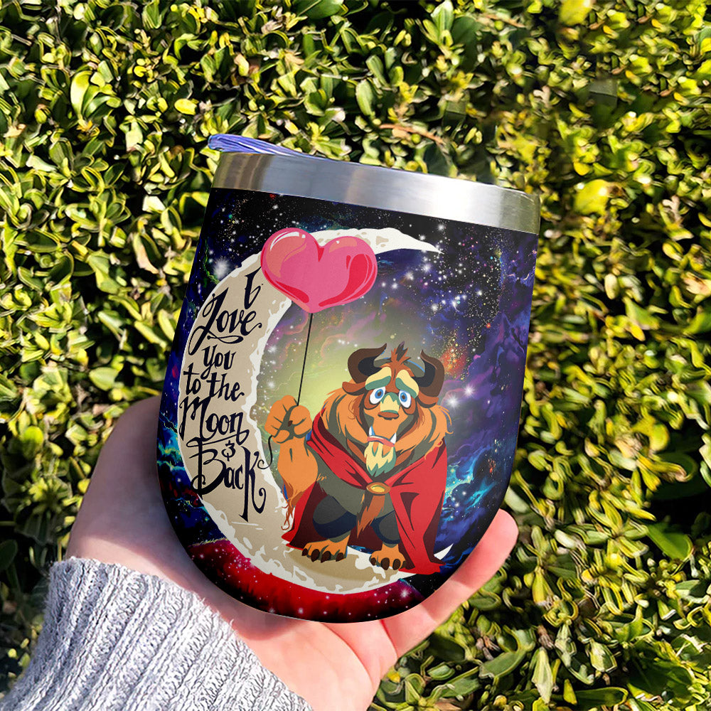 Beauty And The Beast Love You To Moon And Back Premium Wine Tumbler Nearkii