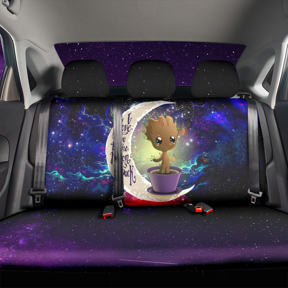 Baby Groot Love You To The Moon Galaxy Back Premium Custom Car Back Seat Covers Decor Protectors Nearkii
