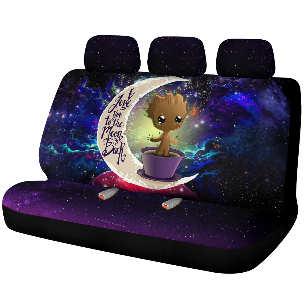 Baby Groot Love You To The Moon Galaxy Back Premium Custom Car Back Seat Covers Decor Protectors Nearkii