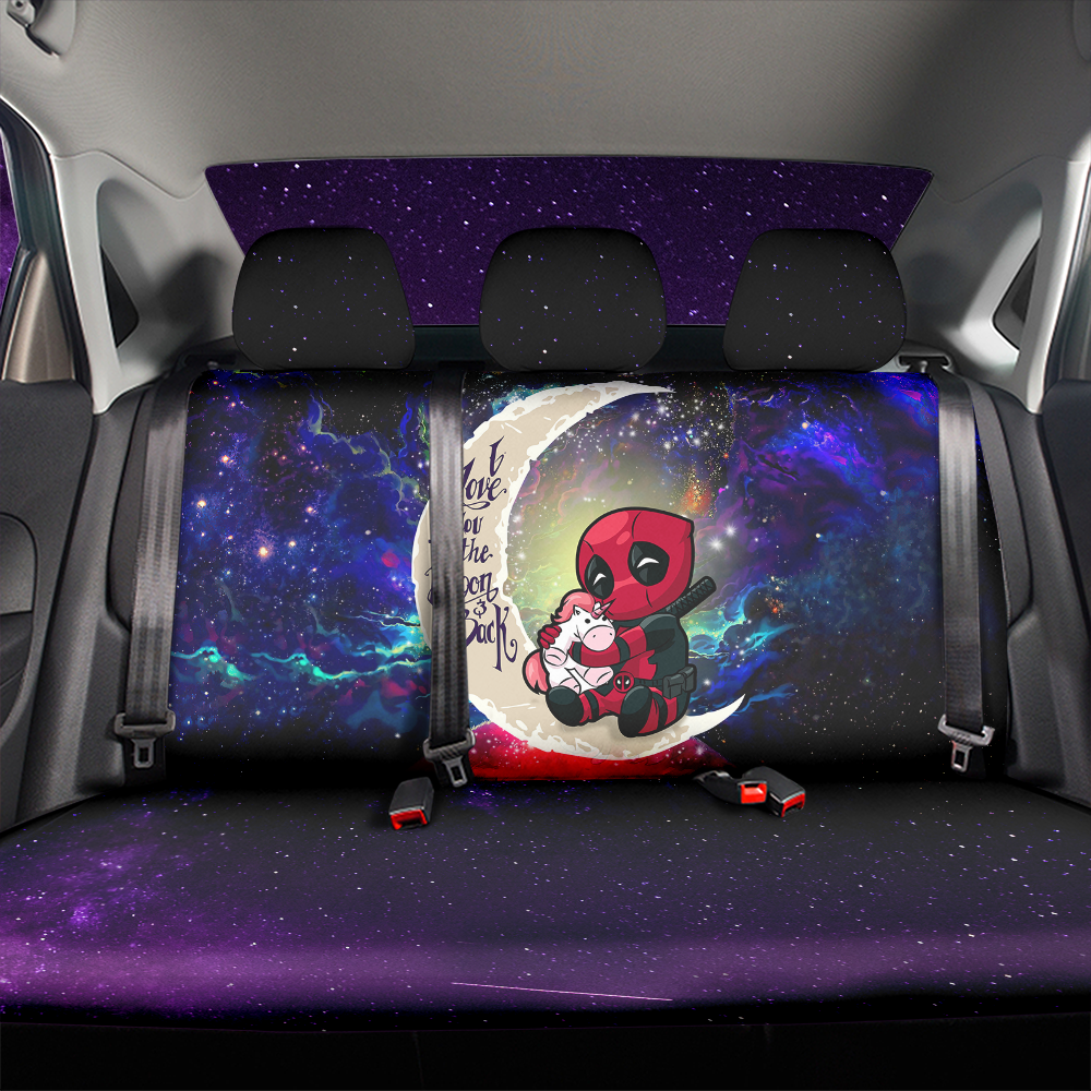 Chibi Deadpool Unicorn Toy Love You To The Moon Galaxy Back Premium Custom Car Back Seat Covers Decor Protectors Nearkii