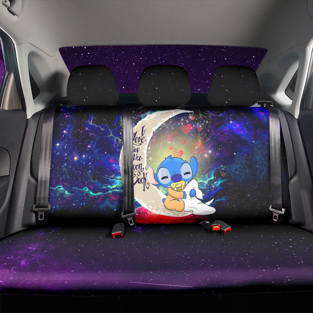 Cute Baby Stitch Sleep Love You To The Moon Galaxy Back Premium Custom Car Back Seat Covers Decor Protectors Nearkii