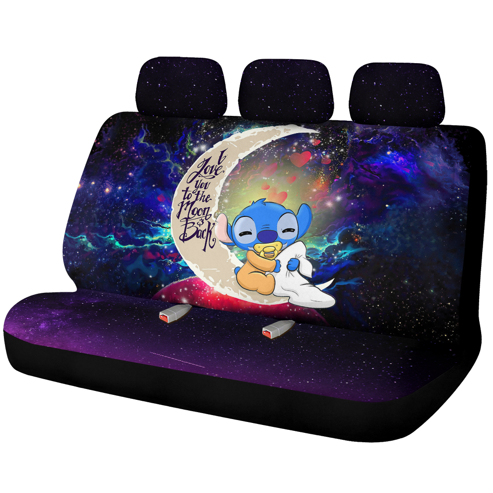 Cute Baby Stitch Sleep Love You To The Moon Galaxy Back Premium Custom Car Back Seat Covers Decor Protectors Nearkii