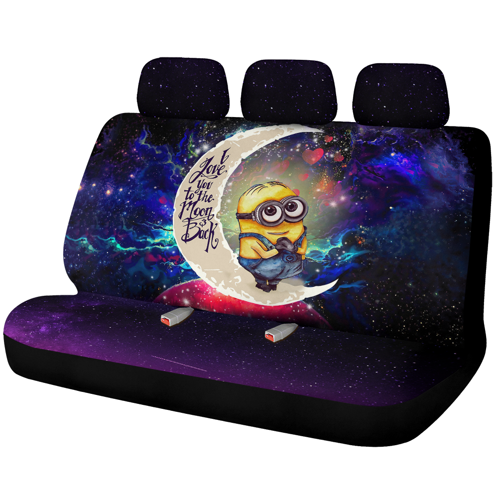 Cute Minions Despicable Me Love You To The Moon Galaxy Back Premium Custom Car Back Seat Covers Decor Protectors Nearkii