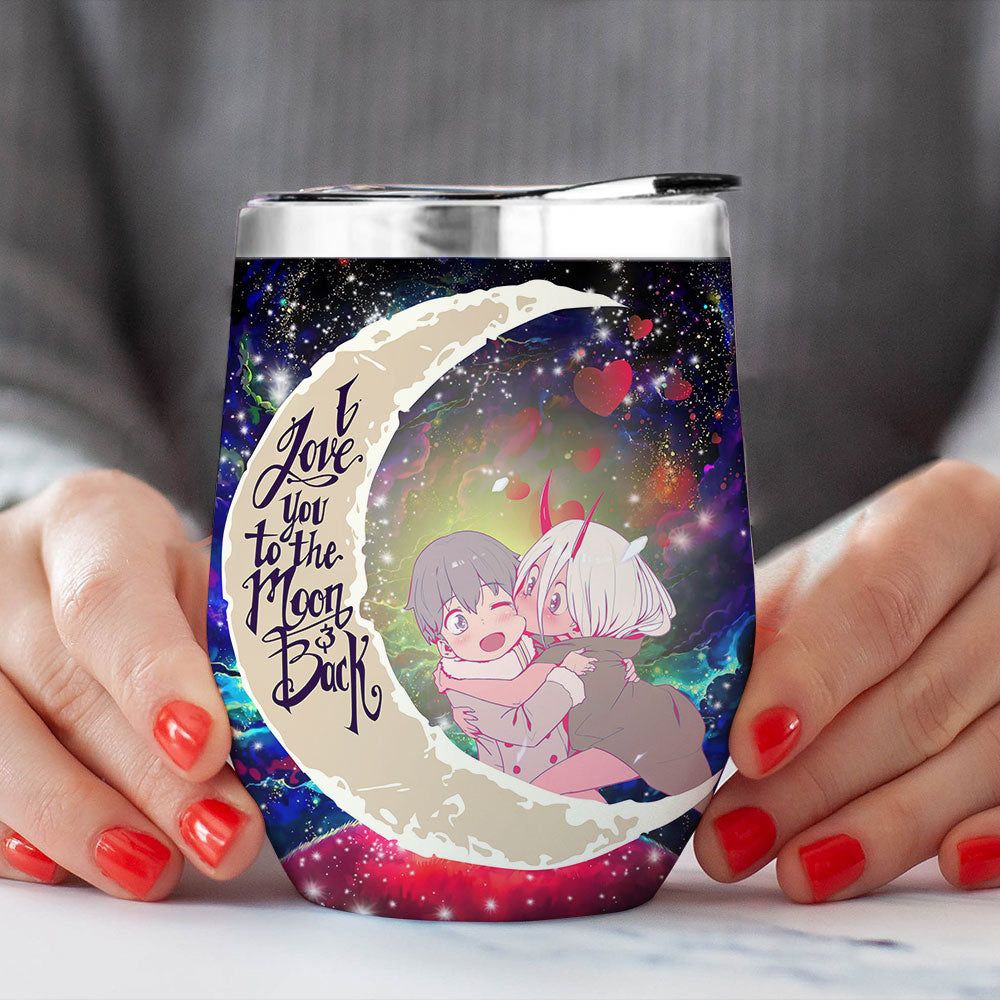 Darling In The Franxx Hiro And Zero Two Love You To Moon And Back Premium Wine Tumbler Nearkii